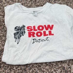 White Slow Roll Detroit Womens Baby Tee
